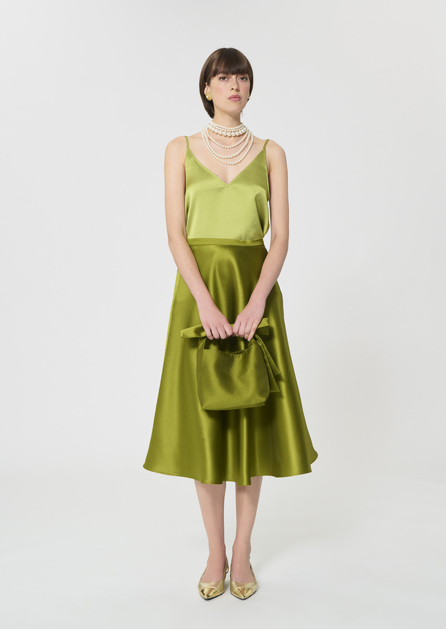 Josephine skirt green duchess satin Anis TARA JARMON CH
