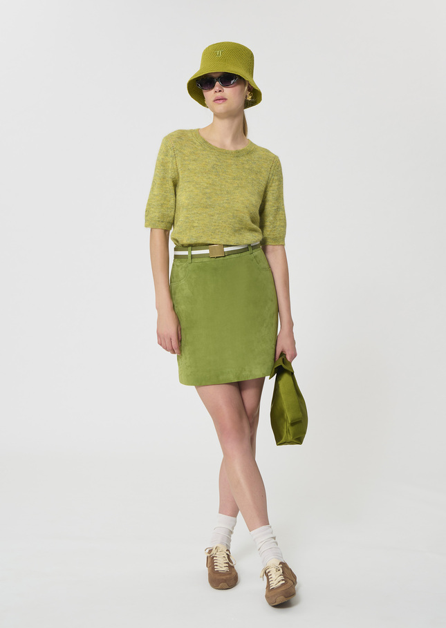 Janice Skirt green suede Pomme TARA JARMON CH