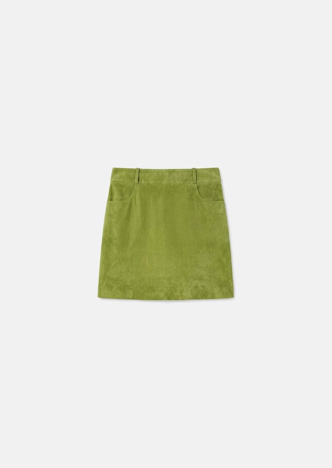 Janice Skirt green suede Pomme TARA JARMON CH