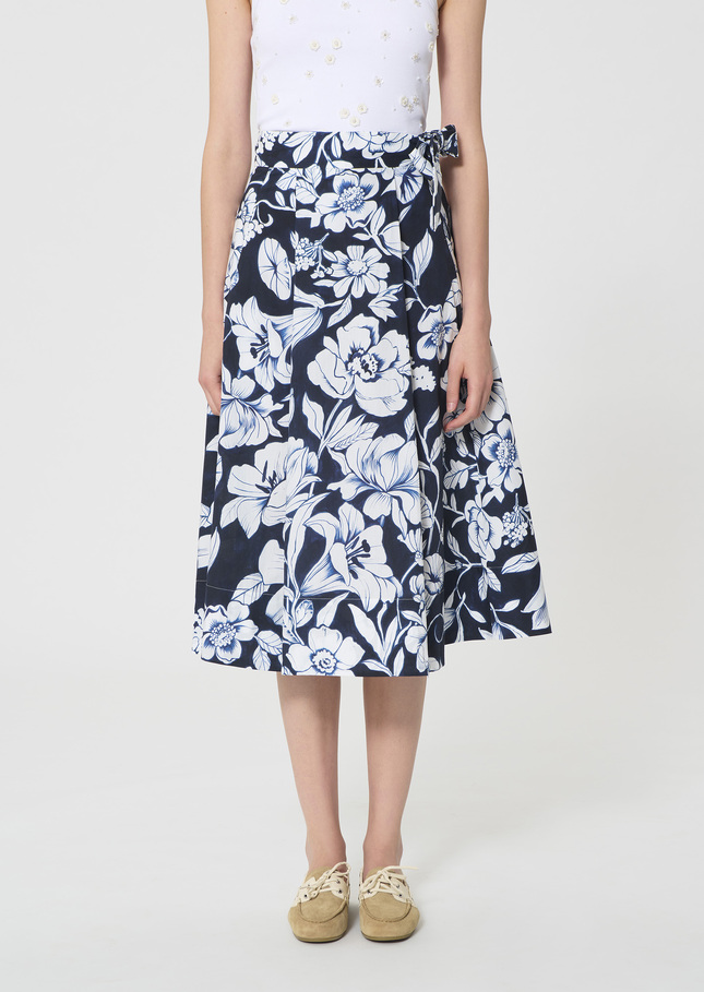 Jolly Skirt midnight blue floral print cotton Night TARA JARMON CH