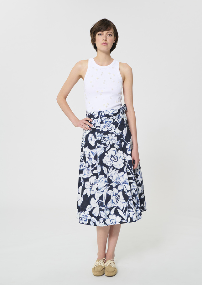 Jolly Skirt midnight blue floral print cotton Night TARA JARMON CH