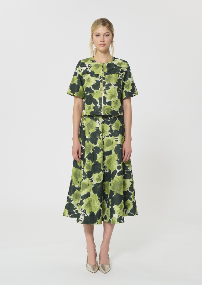 Joséphina Skirt ecru floral pattern Craie TARA JARMON CH