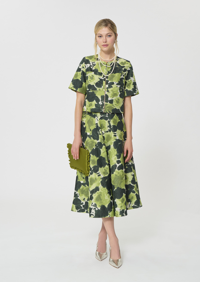 Joséphina Skirt ecru floral pattern Craie TARA JARMON CH