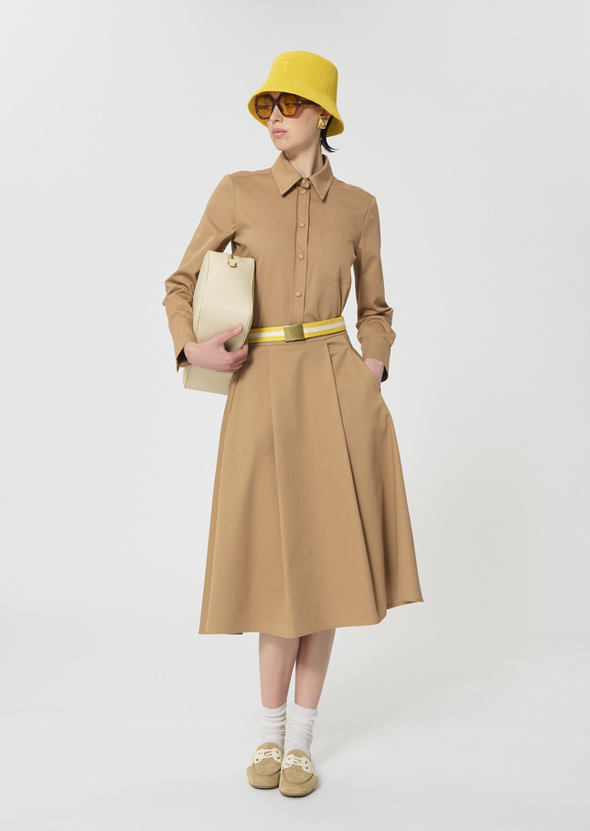 Joel Skirt beige cotton gabardine Miel TARA JARMON CH