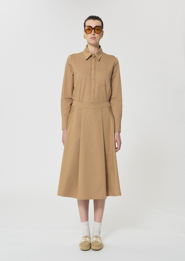 Joel Skirt beige cotton gabardine Miel TARA JARMON CH