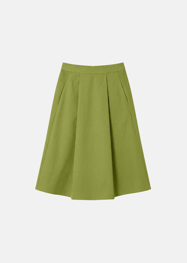 Joel Skirt green cotton gabardine Pomme TARA JARMON CH