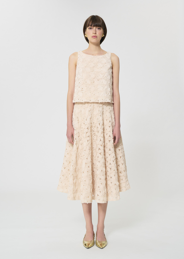 Jackie Skirt beige embossed floral pattern Beige TARA JARMON CH
