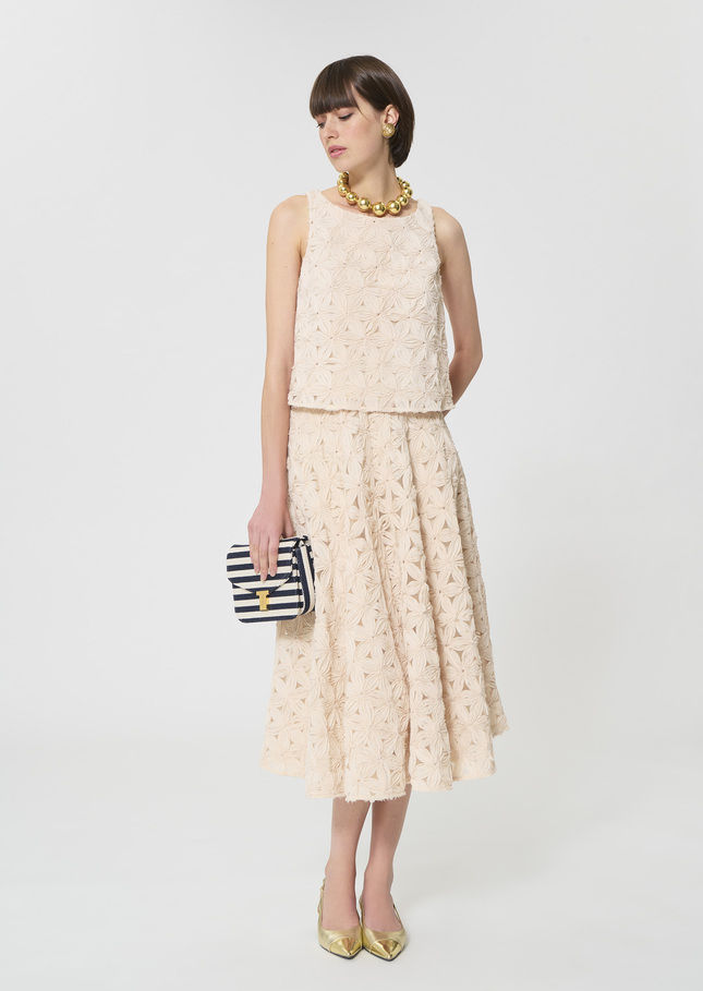 Jackie Skirt beige embossed floral pattern Beige TARA JARMON CH