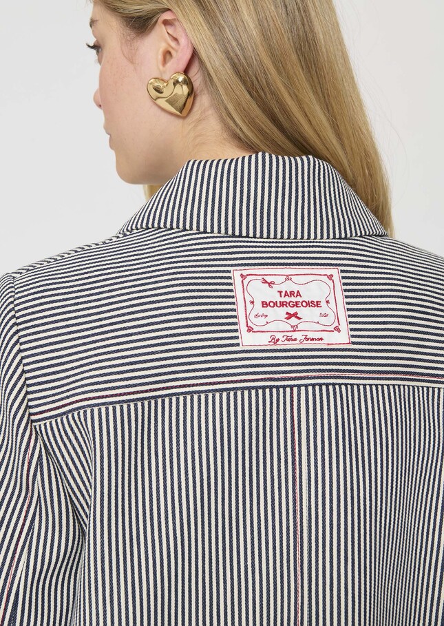 Manoel Coat ecru with cotton stripes Off-white TARA JARMON CH