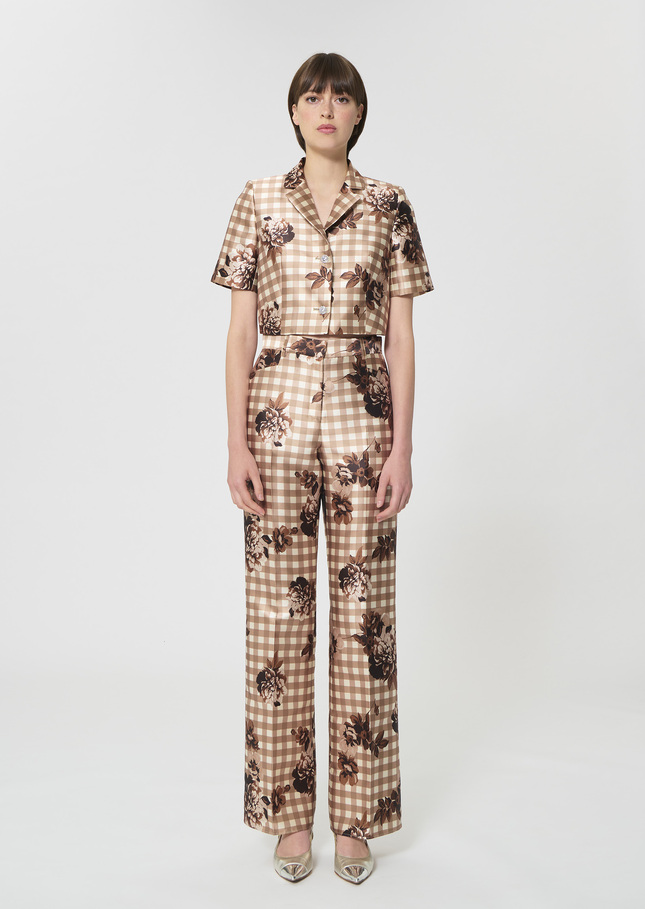 Premier Trousers beige gingham print Beige TARA JARMON CH