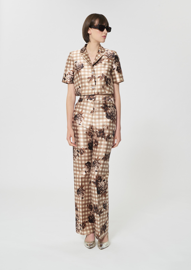 Premier Trousers beige gingham print Beige TARA JARMON CH