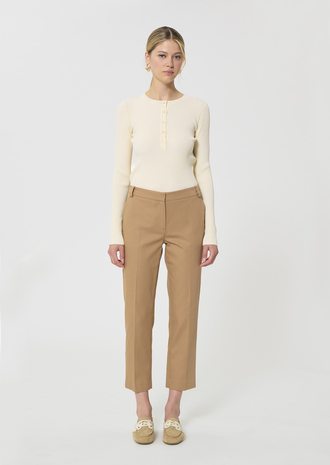 Polo Trousers beige cotton garbardine Miel TARA JARMON CH