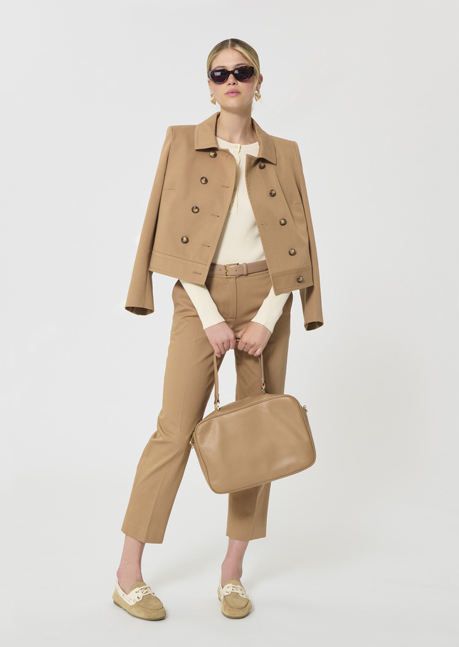 Polo Trousers beige cotton garbardine Miel TARA JARMON CH