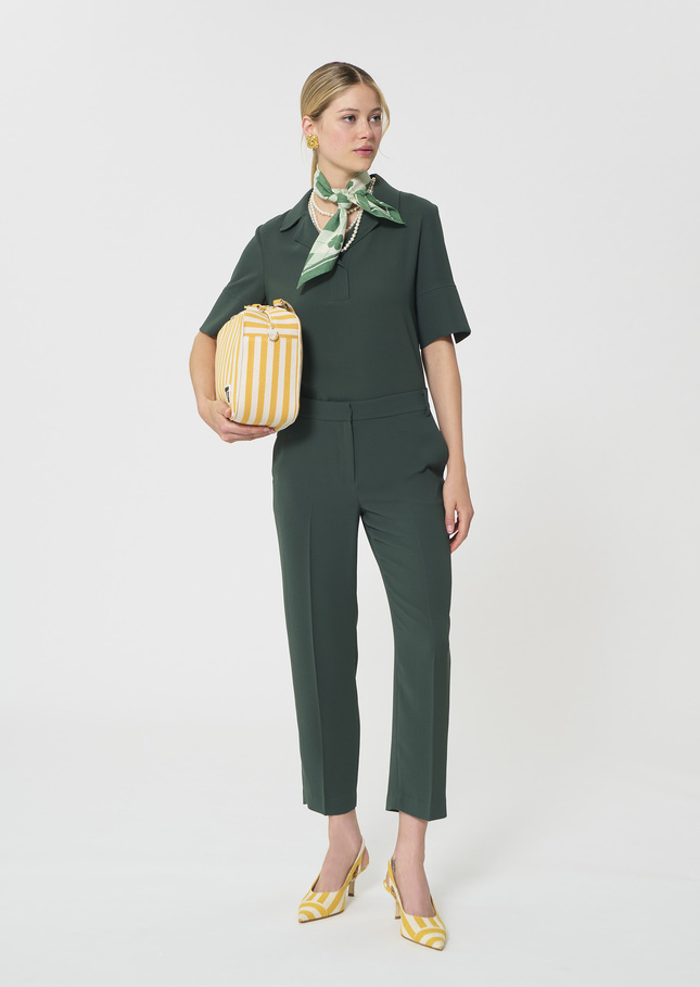 Polo Trousers dark green in fluid crepe Vert anglais TARA JARMON CH
