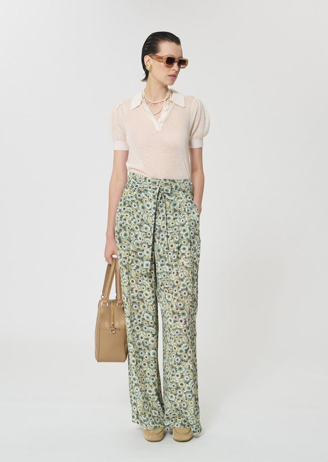 Pia Pants green floral print Vert anglais TARA JARMON CH