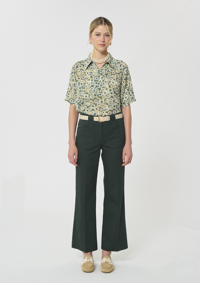 Pierrick trousers dark green cotton gabardine Vert anglais TARA JARMON CH