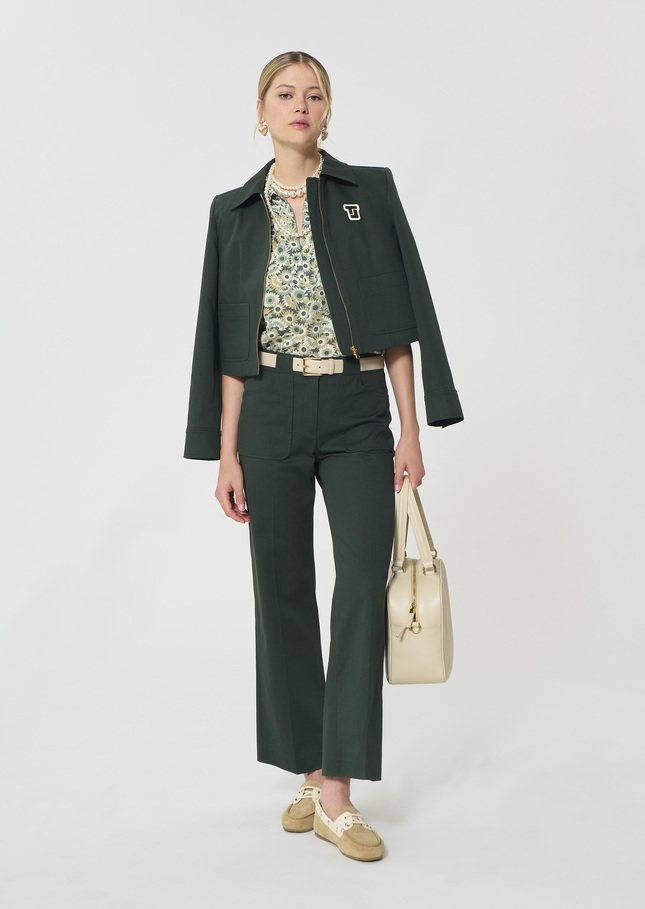 Pierrick trousers dark green cotton gabardine Vert anglais TARA JARMON CH