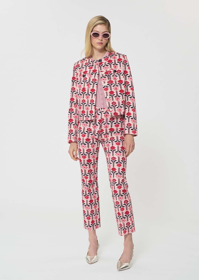 Paulino trousers pale pink retro print Blush TARA JARMON CH