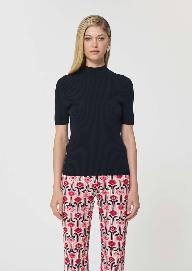Perla Sweater midnight blue ribbed knit Night TARA JARMON CH