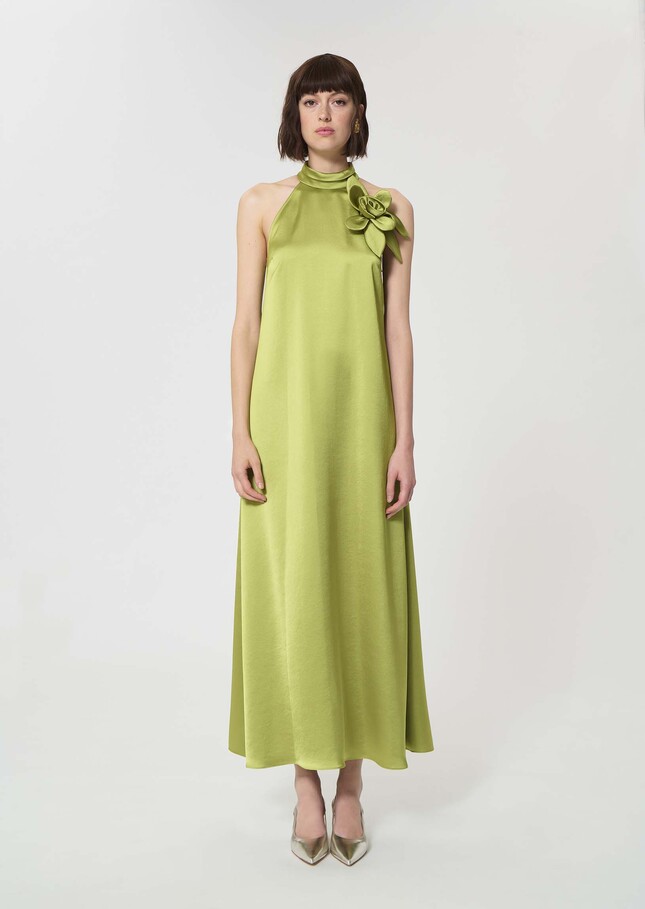 Rosso Dress green satin Anis TARA JARMON CH