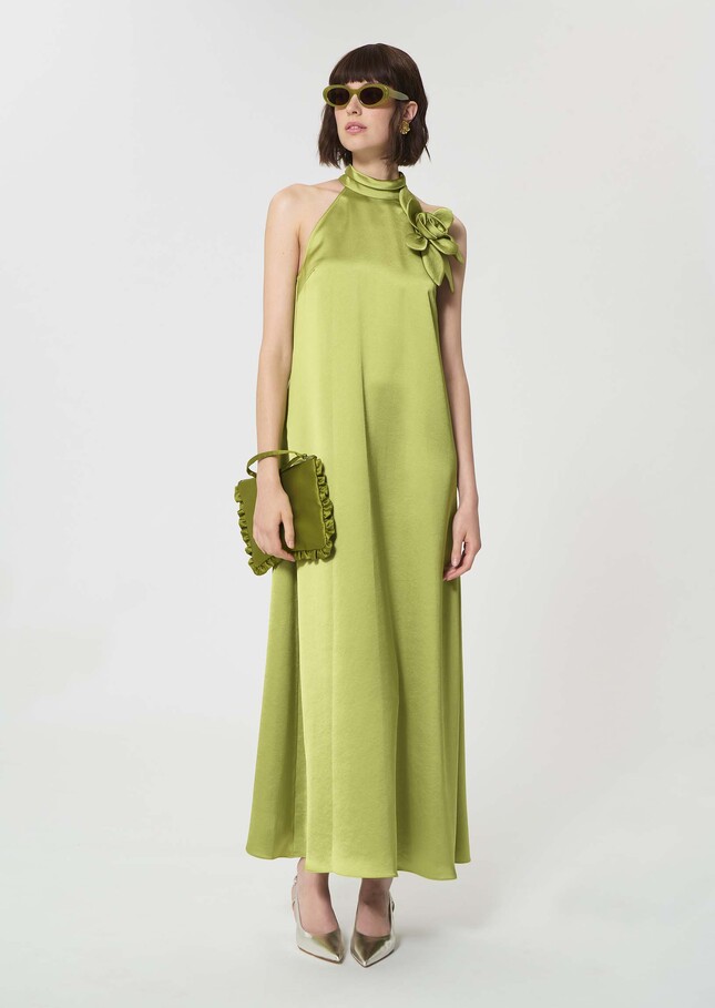 Rosso Dress green satin Anis TARA JARMON CH