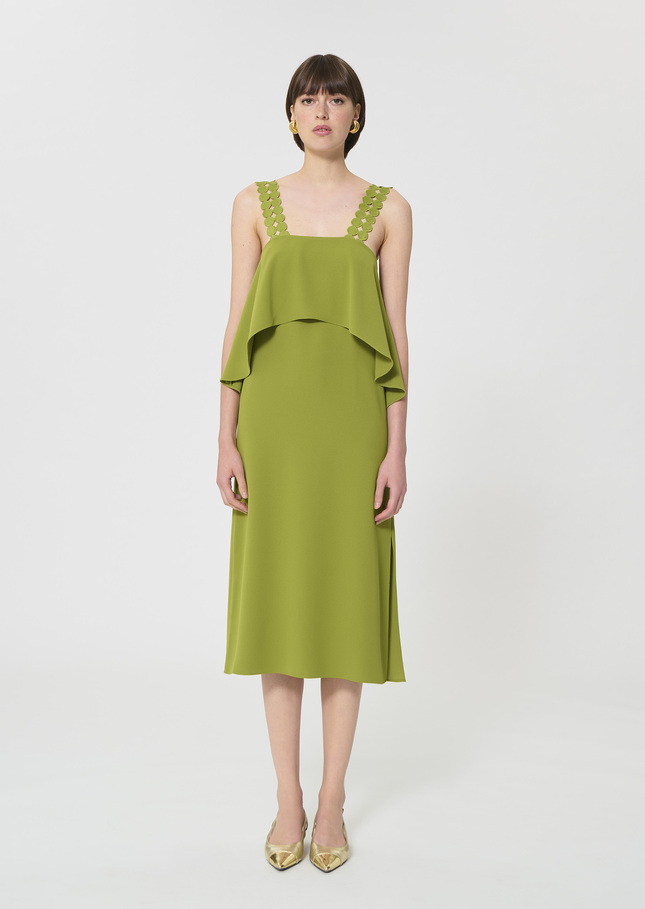 Rochas dress green in fluid crepe Pomme TARA JARMON CH