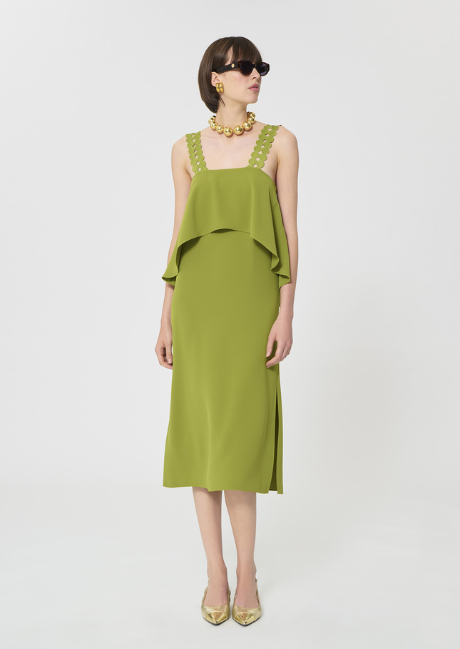 Rochas dress green in fluid crepe Pomme TARA JARMON CH