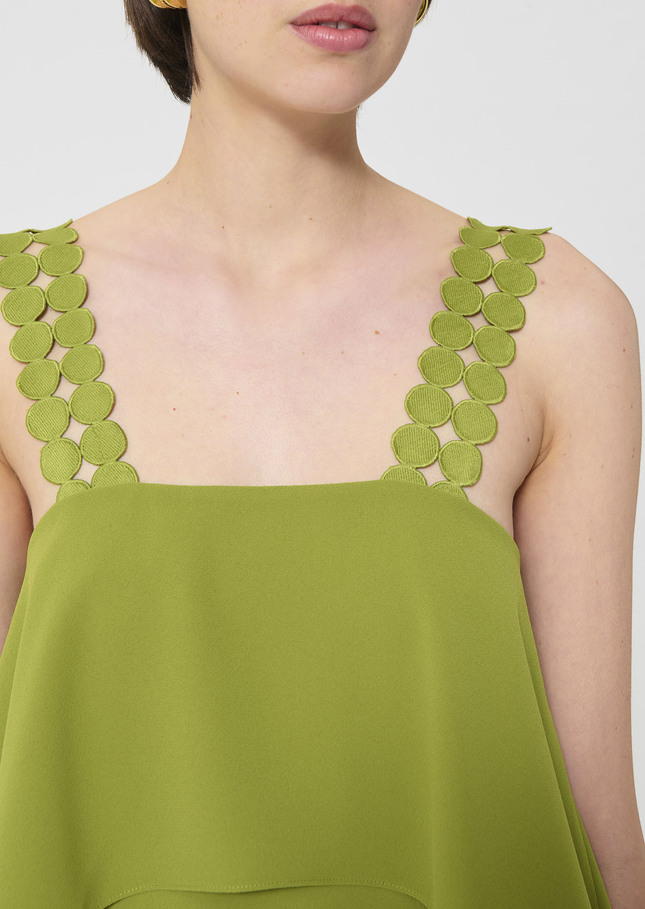 Rochas dress green in fluid crepe Pomme TARA JARMON CH
