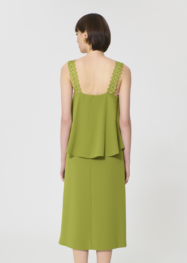 Rochas dress green in fluid crepe Pomme TARA JARMON CH