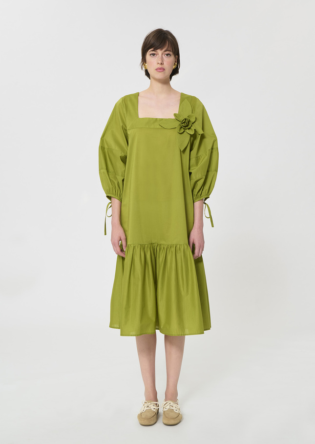 Roméa dress green cotton voile Pomme TARA JARMON CH