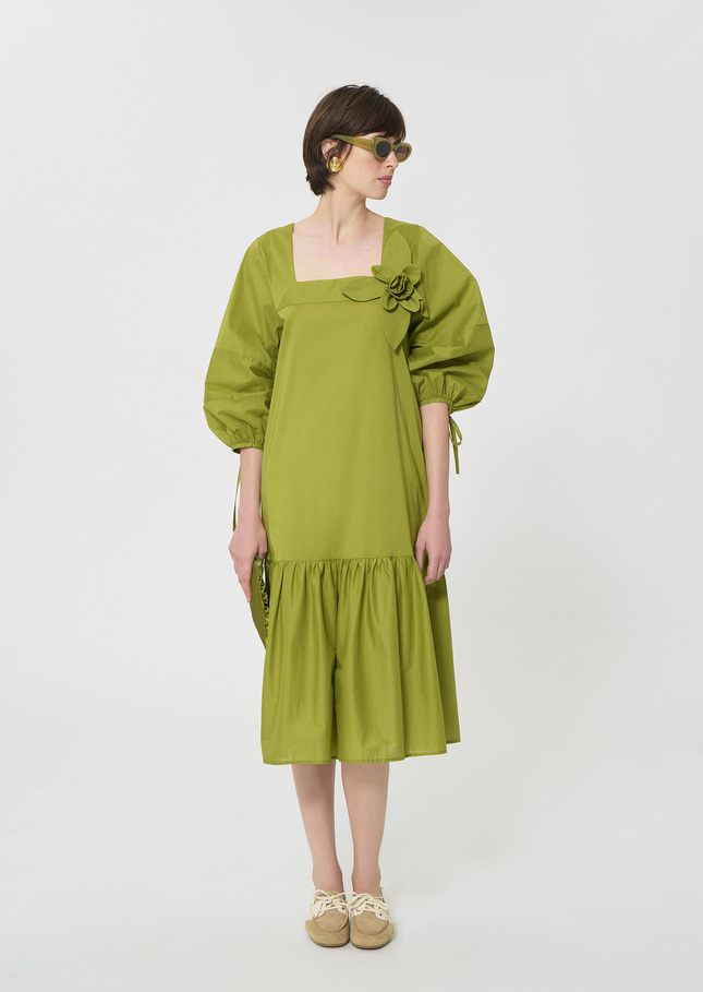 Roméa dress green cotton voile Pomme TARA JARMON CH