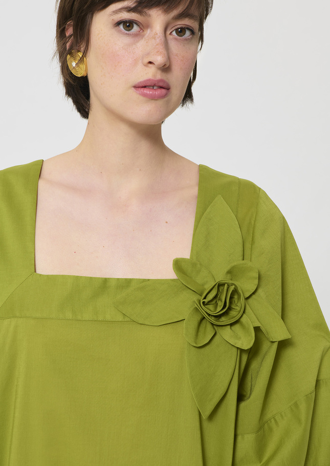 Roméa dress green cotton voile Pomme TARA JARMON CH