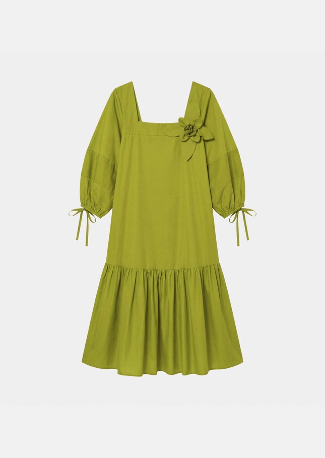Roméa dress green cotton voile Pomme TARA JARMON CH