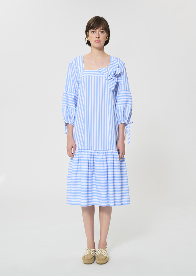 Roméa dress sky blue striped poplin Horizon TARA JARMON CH