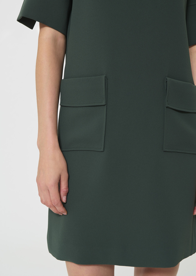 Rock Dress dark green in fluid crepe Vert anglais TARA JARMON CH
