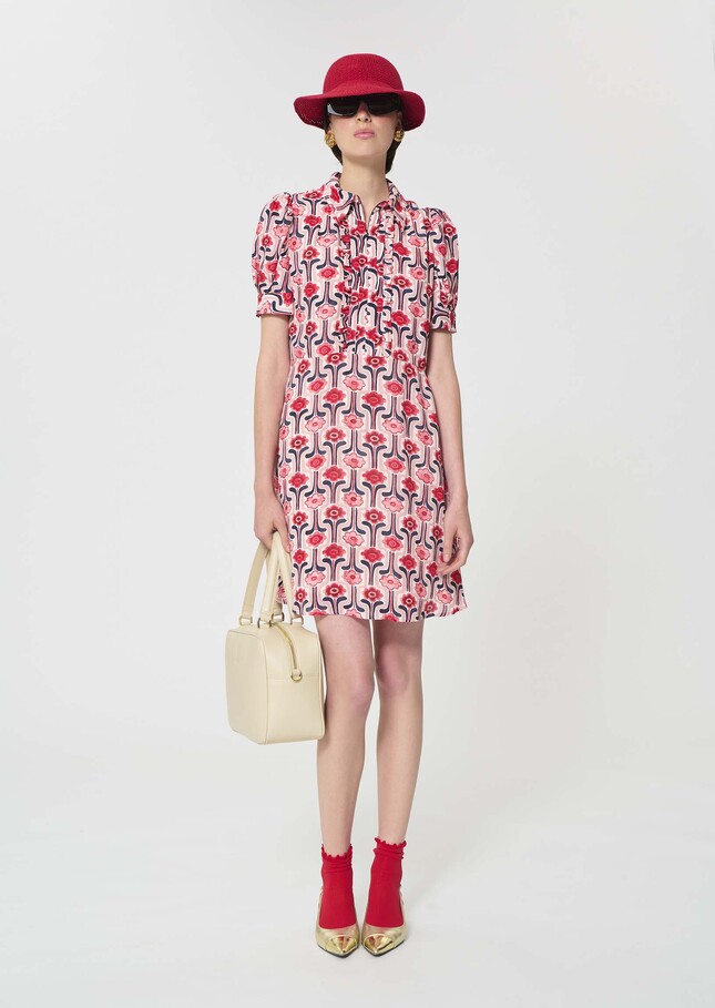 Ricci Dress pale pink retro print Blush TARA JARMON CH
