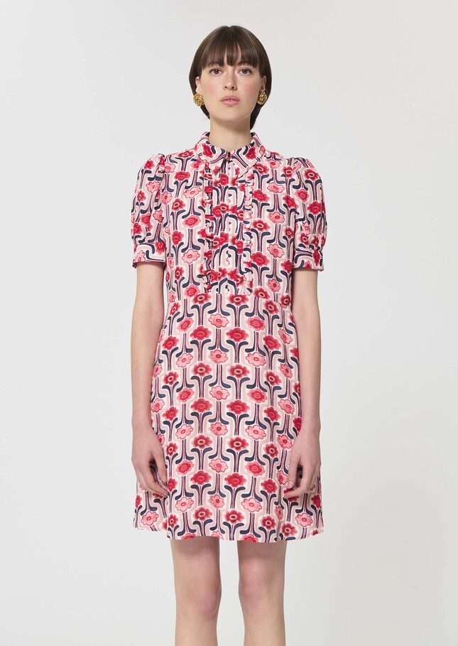 Ricci Dress pale pink retro print Blush TARA JARMON CH