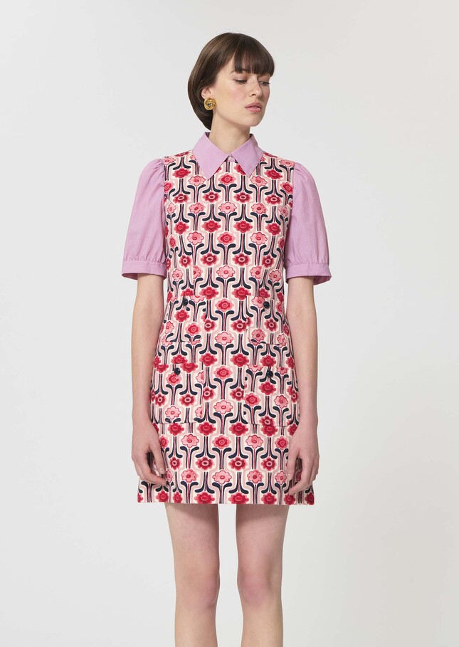 Russel Dress pale pink retro print Blush TARA JARMON CH