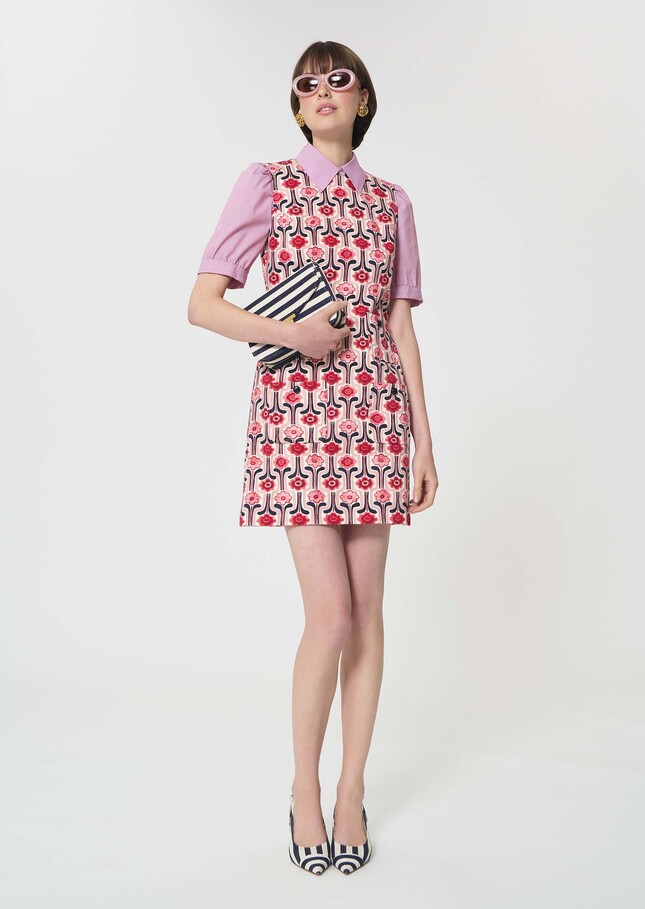 Russel Dress pale pink retro print Blush TARA JARMON CH