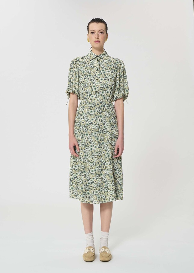 Rachel Dress green floral print Vert anglais TARA JARMON CH
