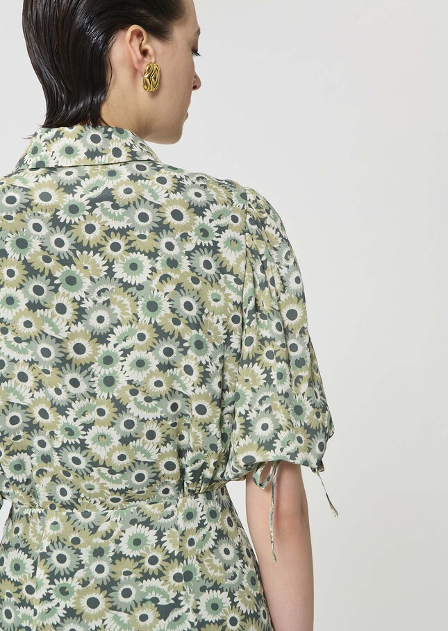 Rachel Dress green floral print Vert anglais TARA JARMON CH
