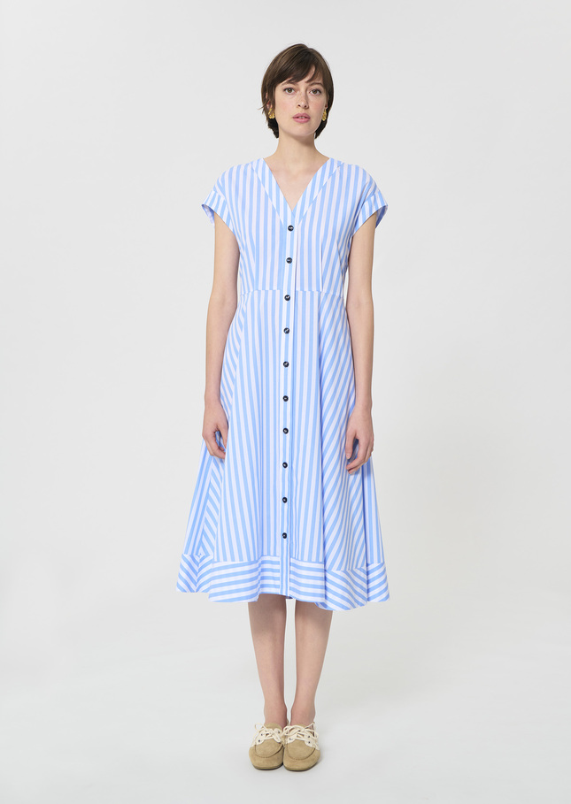 Rosia dress sky blue striped poplin Horizon TARA JARMON CH