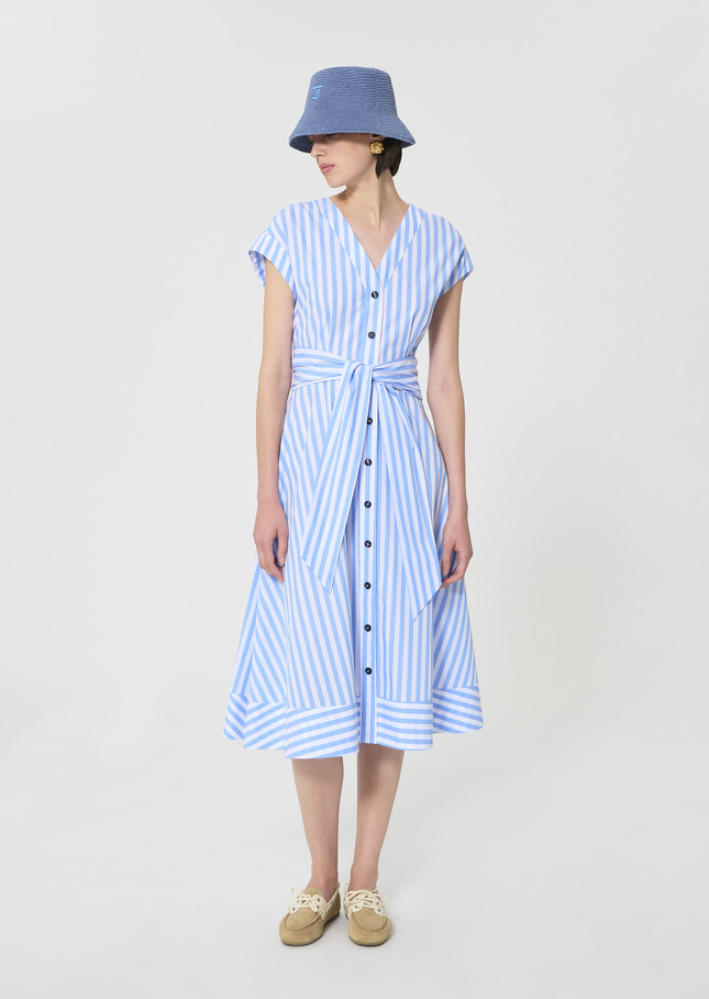 Rosia dress sky blue striped poplin Horizon TARA JARMON CH