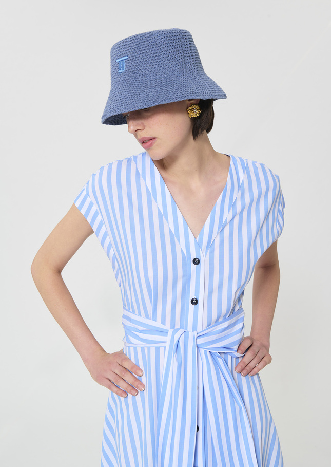 Rosia dress sky blue striped poplin Horizon TARA JARMON CH