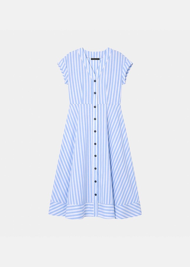 Rosia dress sky blue striped poplin Horizon TARA JARMON CH