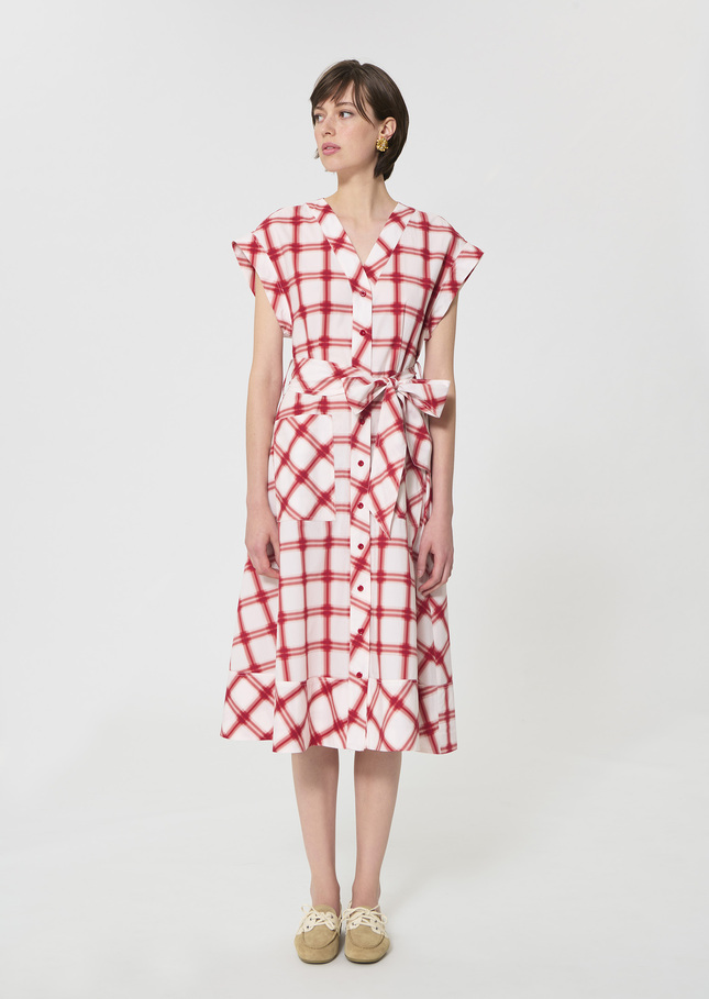 Rosina dress red checkered cotton Cerise TARA JARMON CH
