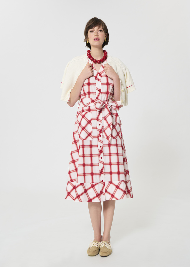 Rosina dress red checkered cotton Cerise TARA JARMON CH