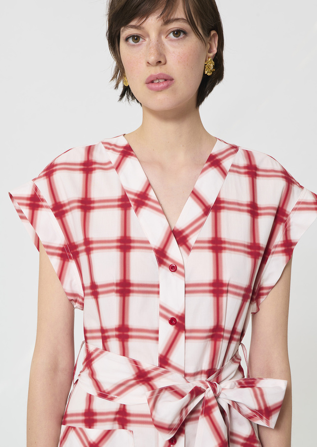 Rosina dress red checkered cotton Cerise TARA JARMON CH
