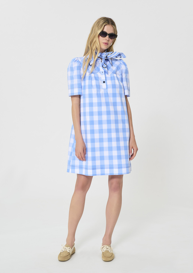 Roddy Dress sky blue in gingham in poplin Horizon TARA JARMON CH