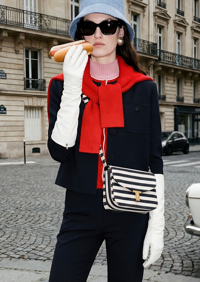 Bag 8 bis navy blue stripes Night TARA JARMON CH